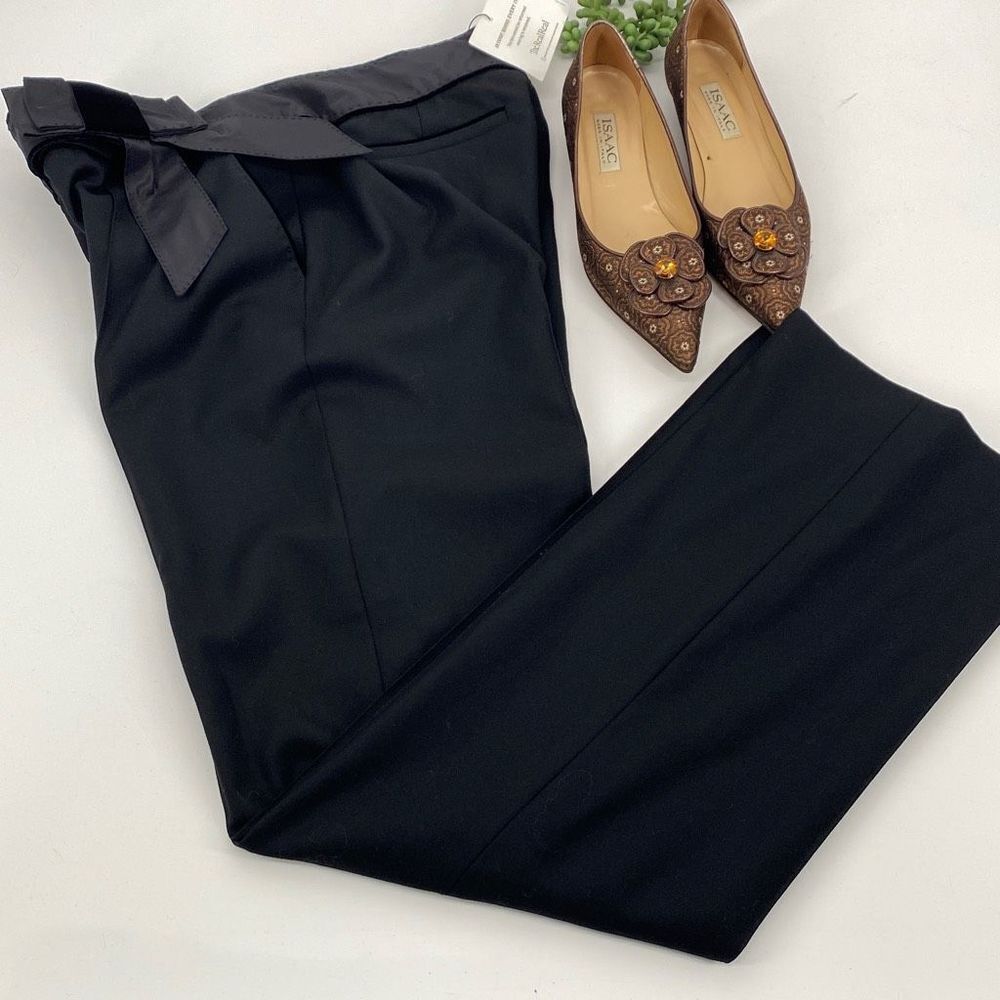 J.Mendel Women's Straight-Leg Front Pleat High-Rise Trousers Pants Black Size 10
